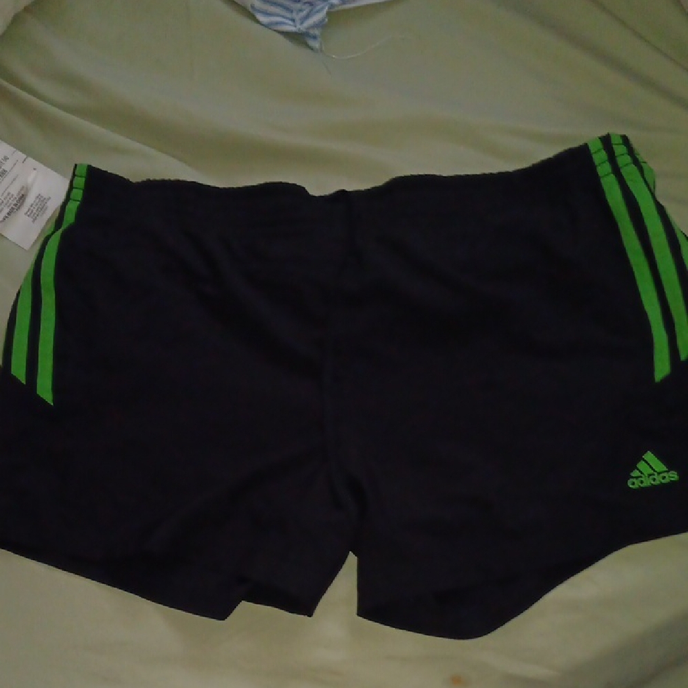 adidas Black and Green Athletic Shorts
